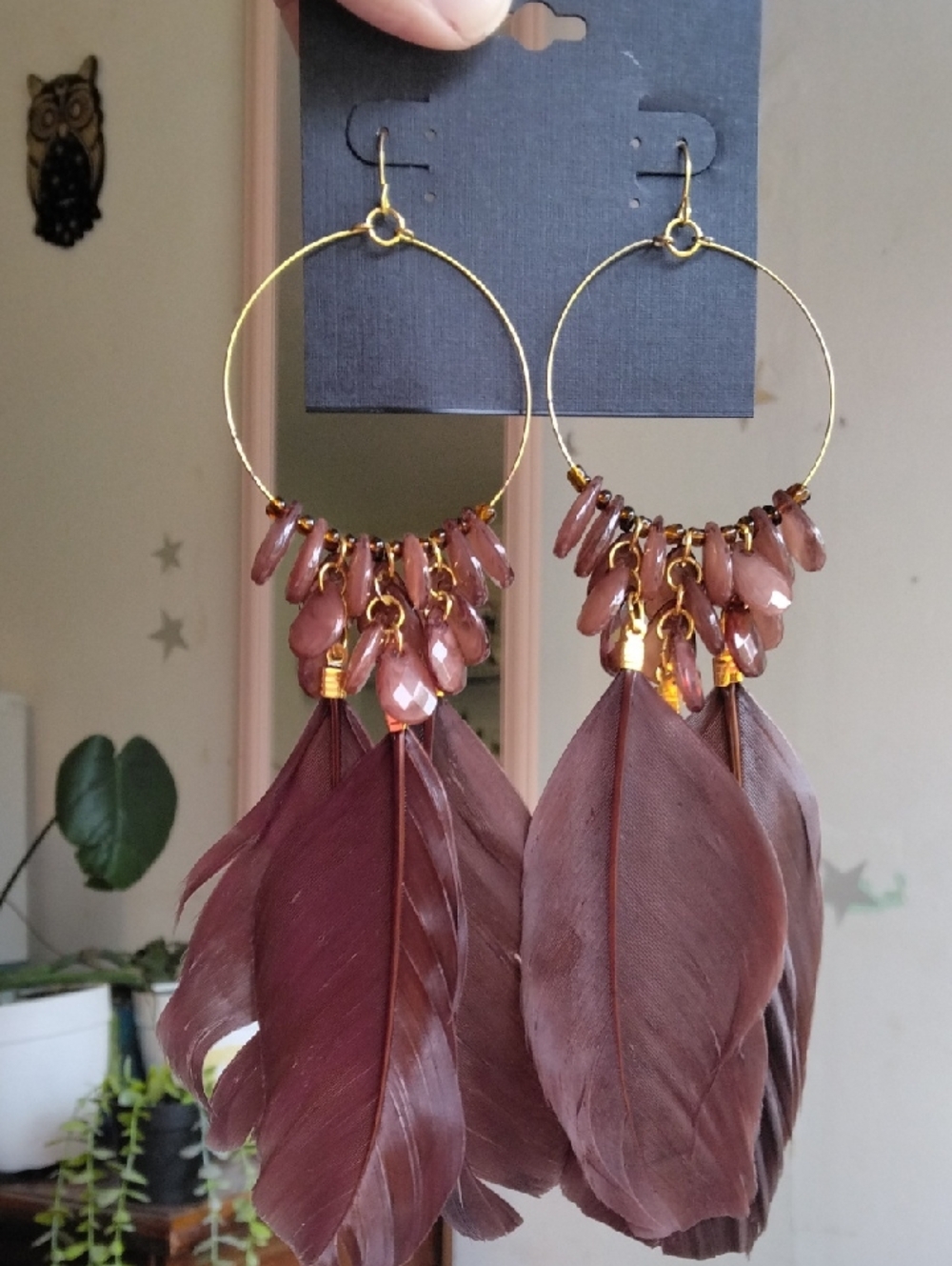 Boho Feather Hoop Earrings